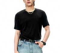 Hoge Kwaliteit Groothandel 100% Merino Wollen Drop Shoulder Custom Kleding Effen Print Fabrikant Casual Hommes Heren T-Shirts