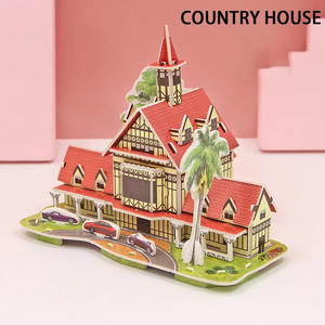 Cartoon Three-Dimensional Puzzle Children's Handmade DIY Toys Paper Card Villa <b>Building</b> <b>Model</b> Desktop Decoration - Product Image 2