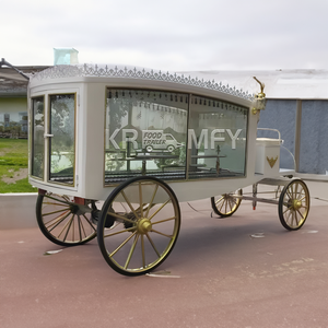 Carroza Fúnebre de Lujo Blanca de 4 Ruedas, Estilo Europeo Retro, para Ataúdes y Funerales - Product Image 5