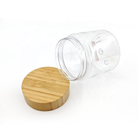 Fabriqué en Chine, pot rond transparent de 250 g, pot cosmétique en plastique PET avec couvercle en bambou