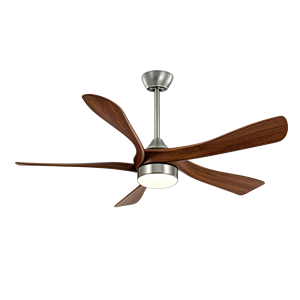 Ventilador de Techo Contemporáneo de Cinco Aspas con Acabado ABS Efecto Metal Cepillado y Nogal, con Luz, para Apartamento, Dormitorio y Sala de Estar - Product Image 4