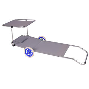 Sedia da Spiaggia Pieghevole per Esterni con Protezione Solare, Lettino da Campeggio in <span class=keywords><strong>Montagna</strong></span> con Ruote in Teslin - Product Image 5