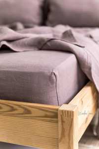 Mauve Taupe Stonewashed 100% Linen Queen Fitted <b>Sheet</b> Set Custom <b>Size</b> <b>King</b> Bedding with Soft Linen Fabric Material for Hotels - Product Image 4