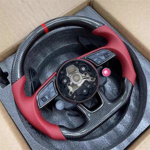 Volant en cuir en fibre de carbone personnalisé pour <span class=keywords><strong>Audi</strong></span> pour le sport RS3 RS4 RS5 RS6 RS7 S3 <span class=keywords><strong>S4</strong></span> S5 S6 A3 A4L A5 A6L Q5 Q7 A7 Q3 R8 A1 - Product Image 4
