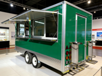 Camion de restauration rapide multifonctionnel à 3 roues en acier inoxydable au design moderne pour style rétro, idéal pour les barbecues mobiles, les glaces et les hot-dogs