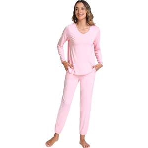 Conjunto de Pijamas de Mujer en Viscosa de Bambú Personalizado, Manga Larga, Cuello en V, Ropa de Dormir con Bolsillos - Product Image 3