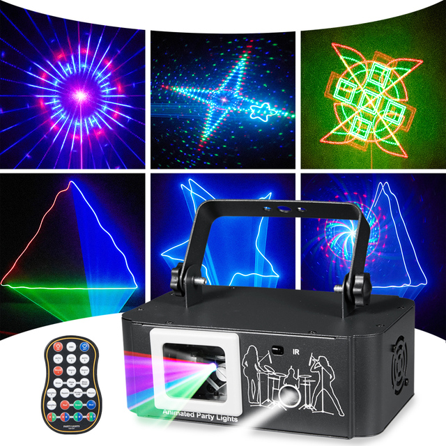 YSH 500mw RGB Laser Projector Full-Color Remote & Sound Control Stage Lighting for DJ Disco Concerts Live Events & Shows