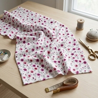 Tissu extensible en polyester et élasthanne à imprimé floral Ditsy, texture crêpe, tissé, pour robes et usage domestique
