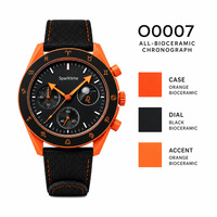 Montre chronographe en biocéramique à quartz, logo personnalisé OEM, 42 mm, étanche 3 ATM, bracelet en caoutchouc 22 mm, style sportif Zodiac, écologique
