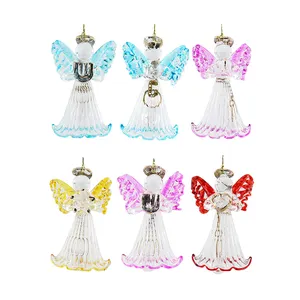 Zhengtian 새로운 디자인 유리 천사 매달려 장식품 색상 천사 날개 선물 장식 축제 홈 크리스마스 트리 장식