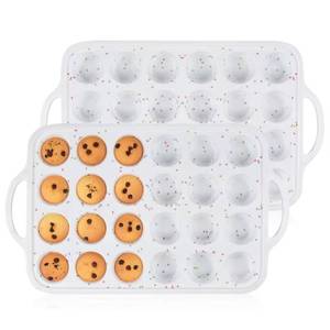 MUYULINS Factory 24-cup LFGB non-stick BPA Free metal reinforced frame mini <b>silicone</b> cupcake pan American cake tin <b>baking</b> mold - Product Image 1