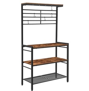 Estante <span class=keywords><strong>de</strong></span> cocina Industrial, mueble <span class=keywords><strong>de</strong></span> madera, soporte para horno <span class=keywords><strong>de</strong></span> microondas con estante <span class=keywords><strong>de</strong></span> exhibición alta, 2 estantes y panel <span class=keywords><strong>de</strong></span> malla - Product Image 1