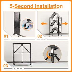 Étagères de cuisine pliantes portables en métal multicouche, présentoir pliable sur pied, 5 niveaux, écologique et moderne - Product Image 4
