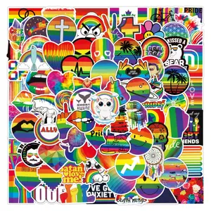 100Pcs Pride Day Rainbow Colorful Trend Cool Sticker per Girl Boy Love bagagli Laptop Guitar Logo Stickers vinile