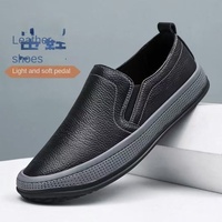Chaussures décontractées pour hommes, en cuir respirant, à enfiler, polyvalentes, basses, résistantes à l'usure, confortables pour la conduite