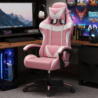 Chaise de jeu ergonomique RGB Racing Gamer en cuir PU, chaise de bureau pour adulte avec fonction extensible, chaise de jeu PC Gamer en solde
