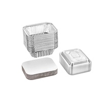 Nouvelle barquette en aluminium à emporter avec couvercle en plastique transparent 1 lb, récipient alimentaire à emporter avec couvercle en carton, plateau jetable de 1 livre pour la cuisson