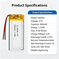 Batería Li-Po Slim 402045 de 3.7V y 300mAh con Descarga Estable para Pulseras Inteligentes y Auriculares Bluetooth