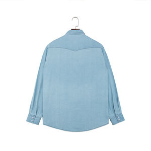 Camisas Vaqueras Casuales Hechas a Medida para Hombre al por Mayor con Botones de Presión de Perla, Bolsillos en el Pecho, Manga Larga, Lavado Ácido, Camisa Social para Hombre - Product Image 2