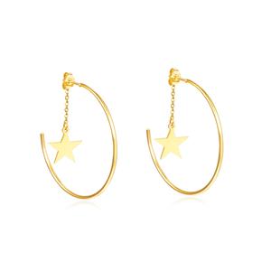 Pendientes de Aro Grandes de Acero Inoxidable para Mujer, Personalizados, con Colgante en Forma de Estrella - Product Image 1
