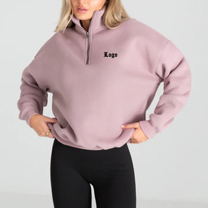 Felpe <span class=keywords><strong>con</strong></span> Cappuccio Oversize <span class=keywords><strong>in</strong></span> Cotone e Poliestere di Alta Qualità <span class=keywords><strong>con</strong></span> <span class=keywords><strong>Zip</strong></span> 1/4 per Donna, Felpe Personalizzate all'Ingrosso - Product Image 1