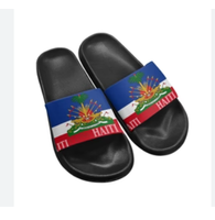 Chaussons d'intérieur antidérapants confortables avec drapeau d'Haïti, design personnalisé de haute qualité, vente chaude, prix bas, vente en gros