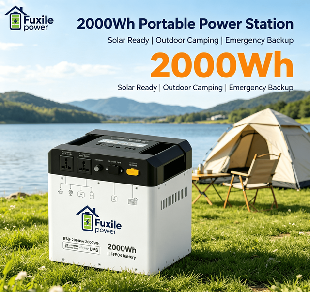 Fuxile Portable Power Station FXX-1000W-PST 1000W 2000Wh LiFePO4 Battery Pure Sine Wave Inverter AC Solar MPPT Charging UPS Car