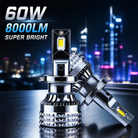Ampoule LED Auto 60W 8000LM Compatible Canbus H1 H3 H4 H7 9005 9006 H11 Ampoule de Phare LED pour Voitures Universelles