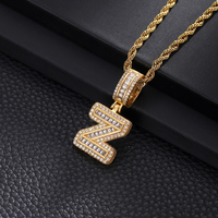 TZM1 Gold New Rock Zircon English Alphabet Pendant Necklace Fashion Jewelry Brass Zlaty Anglicka Abeceda Nahrdelnik Mosaz