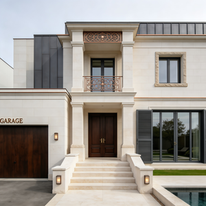 Progetto di Villa Residenziale Moderna Francese a Due Piani con 6 Camere da Letto, Garage, Soggiorno e Sala da Pranzo, Disegni 3D+ CAD - Product Image 1