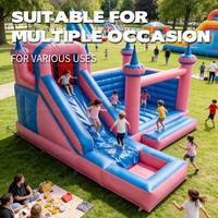 Château gonflable rose AirFunPro en PVC, modèle animal de dessin animé, trampoline gonflable facile à monter pour 10 personnes, vente en gros