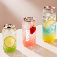Boîtes de boisson transparentes en PET 250ml 330ml 500ml Bouteilles en plastique avec couvercle en aluminium