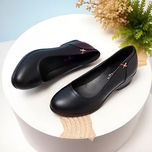 Dernières tendances de la mode, talons compensés confortables pour femmes, en cuir, antidérapants, sexy et chics, <span class=keywords><strong>chaussures</strong></span> de bureau <span class=keywords><strong>noires</strong></span> - Product Image 6
