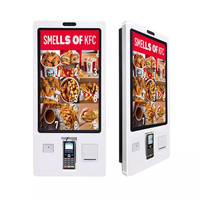 Mcdonalds KFC Wifi 32 pouces Machine de commande automatique à montage mural Machine à billets automatique avec POS et imprimante de billets