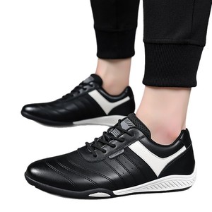 Chaussures bateau en cuir noires à bout rond et lacets, doublure en maille respirante, semelle extérieure en caoutchouc, toutes saisons, chaussures décontractées pour hommes - Product Image 5