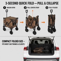 Chariot de camping pliable tout-terrain avec roues à crampons diamantés pivotantes à 360°, chariot robuste pour l'extérieur