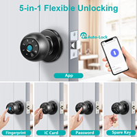 Serrure de porte intelligente professionnelle avec poignée intérieure numérique électronique à empreinte digitale et clavier, compatible application Tuya