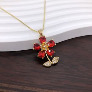 Colgante de Flor, Árbol de la Vida, Trébol de Cuatro Hojas y Girasol con Microincrustaciones y Baño de Oro de 18K, Accesorio de Lujo Ligero para Collar o Pulsera DIY - Product Image 6