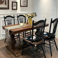 Chaise Windsor en bois massif de style français vintage, chaise de salle à manger sculptée rétro américaine, mobilier de restaurant de designer européen