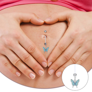CRYSPURE Nouveaux Piercings de Nombril Tendance en Acrylique Bleu Perle Papillon, Tige Souple, Bijoux de Corps de Maternité, Vente en Gros - Product Image 2