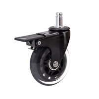 Roulettes de remplacement noires silencieuses M10 M11 à tige filetée pour chaise de bureau, pieds pivotants en PU avec verrouillage, roulettes amovibles pour meubles
