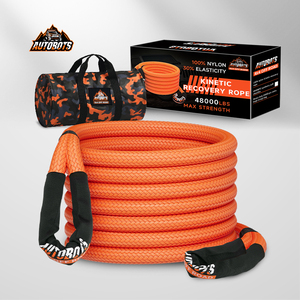 Corde de récupération cinétique robuste 48000 LBS avec sac de transport pour remorquage tout-terrain 4x4, sangle de récupération en nylon double tressé 1x30 pieds - Product Image 1