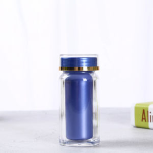 Bouteilles en plastique PS réutilisables de 60 ml, cylindriques bleues, avec bouchons sécurisés et impression sérigraphique - Product Image 1