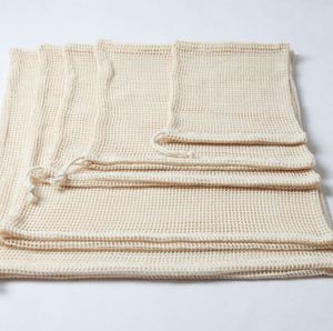 Sac en filet de coton personnalisé pour petits fruits, sac fourre-tout à cordon, sac en filet pour légumes et aliments en vrac - Product Image 3
