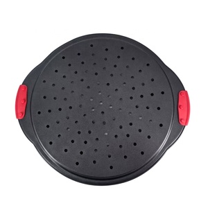 Bandeja para hornear Pizza grande de acero al carbono multifunción de 0,4mm Bandeja para hornear Pizza con mango de silicona - Product Image 4