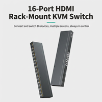 Commutateur KVM 16 ports vers 1 HDMI 4K 30Hz compatible multi-OS USB 2.0 et EDID avec télécommande IR et commutateur de panneau