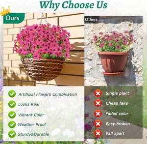 Plantes et fleurs artificielles résistantes aux UV pour l'extérieur, fausses fleurs pour la décoration extérieure - Product Image 6