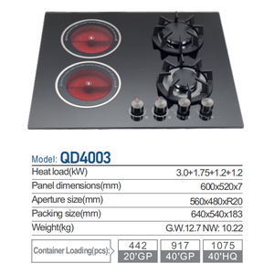 Cocina de Encimera de 4 Quemadores Fácil de Usar, Encendido Elegante de Cristal, Integrada en el Escritorio, para Cocinar en Casa y en Familia - Product Image 6