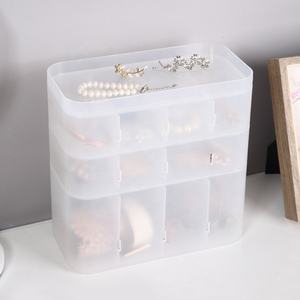Juego de tocador rectangular de plástico PP, caja organizadora de maquillaje apilable, tapa para cosméticos, almacenamiento de polvo de esmalte de uñas, almacenamiento dividido - Product Image 6