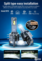 Phares et feux de brouillard LED pour voiture H15 12V 80W 10000LM IP67 étanches 6500K tout-en-un avec ventilateur, ampoules de phare automobile CSP CHIP DRL